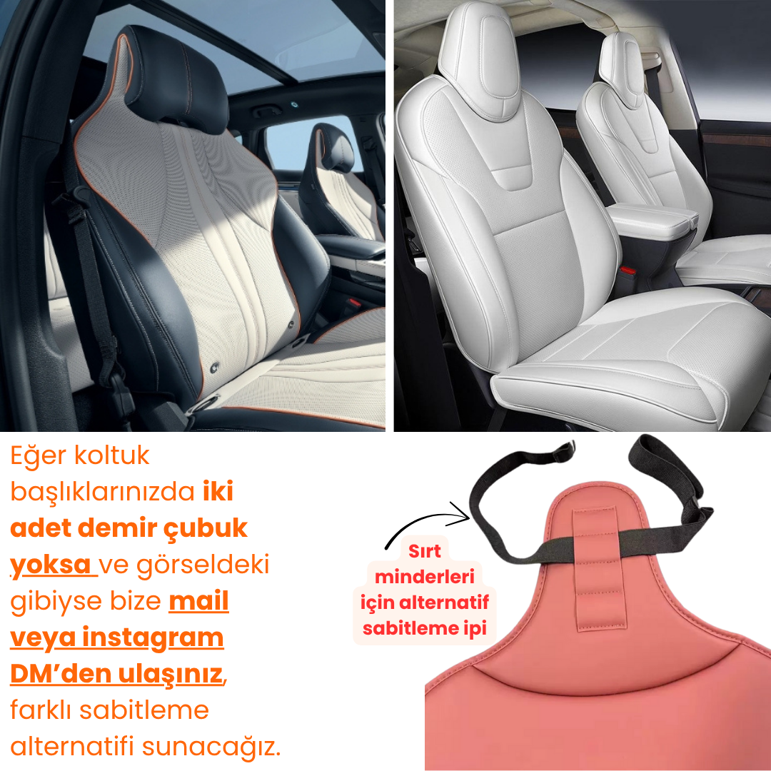 AutoPro® Ön-Arka Delikli Nappa Deri Oturma Minderi + Sırt Minderi Seti (Premium-Üst Kalite)