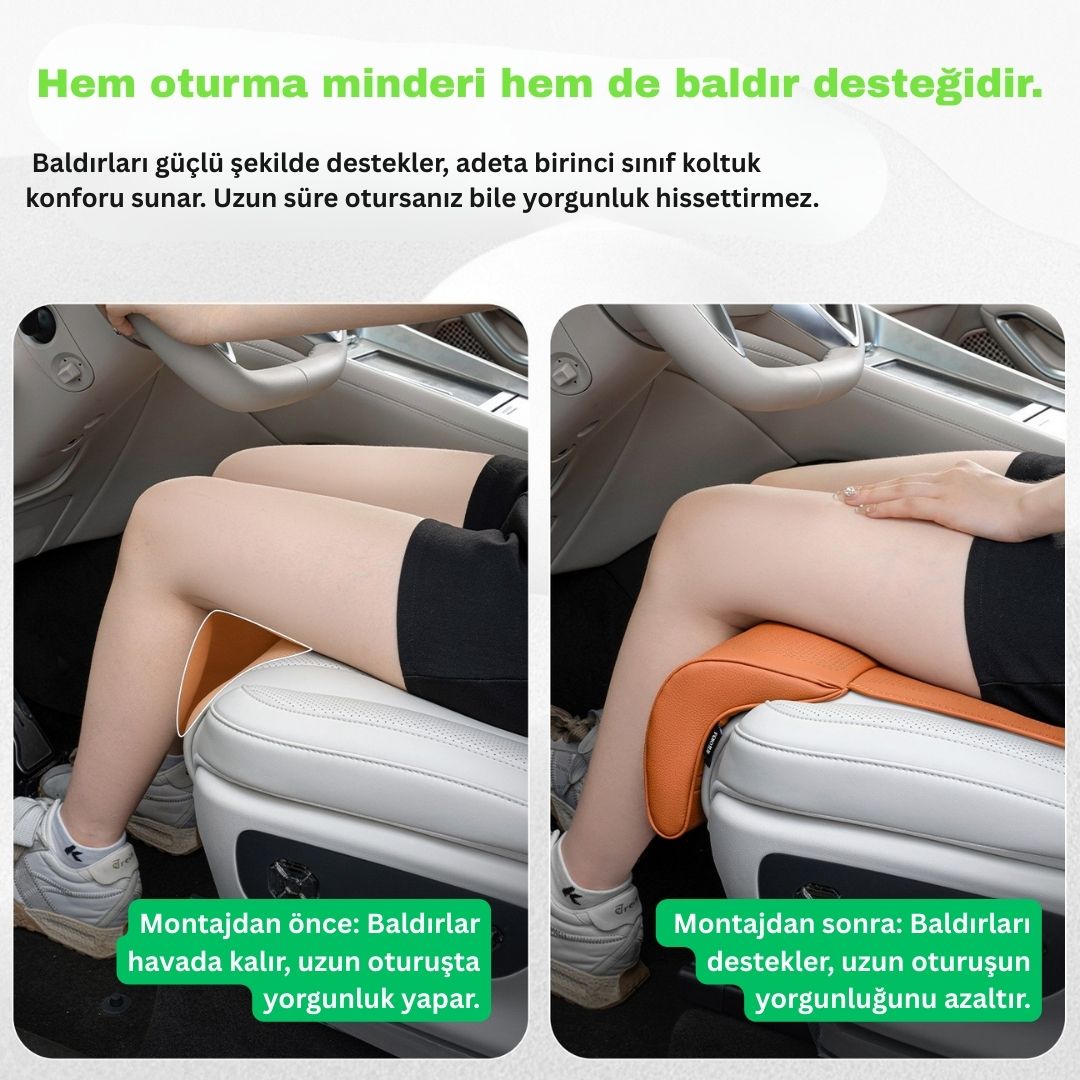 AutoPro® Nappa Deri Baldır Destek Minderi - İnce Tasarım