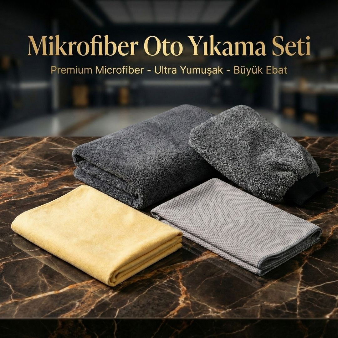 AutoPro® Premium 4'lü Mikrofiber Oto Yıkama Seti