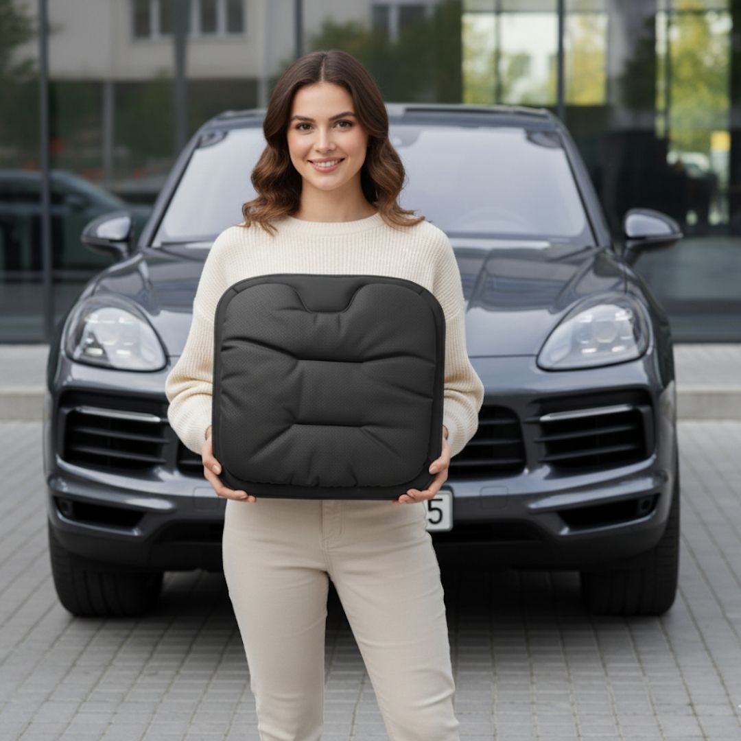 AutoPro® Ön-Arka Delikli Nappa Deri Oturma Minderi + Sırt Minderi Seti (Premium-Üst Kalite)
