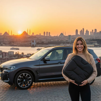 AutoPro® Ön-Arka Delikli Nappa Deri Oturma Minderi + Sırt Minderi Seti (Premium-Üst Kalite)