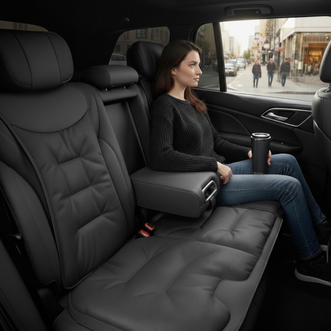 AutoPro® Ön-Arka Delikli Nappa Deri Oturma Minderi + Sırt Minderi Seti (Premium-Üst Kalite)