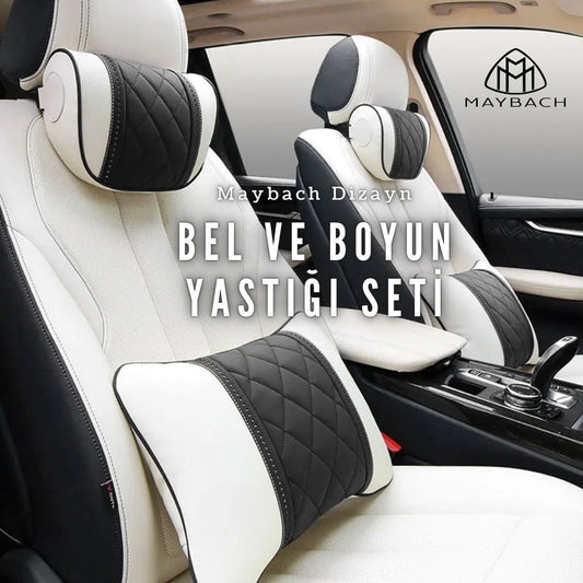 AutoPro® Maybach Dizayn Bel ve Boyun Yastığı Seti